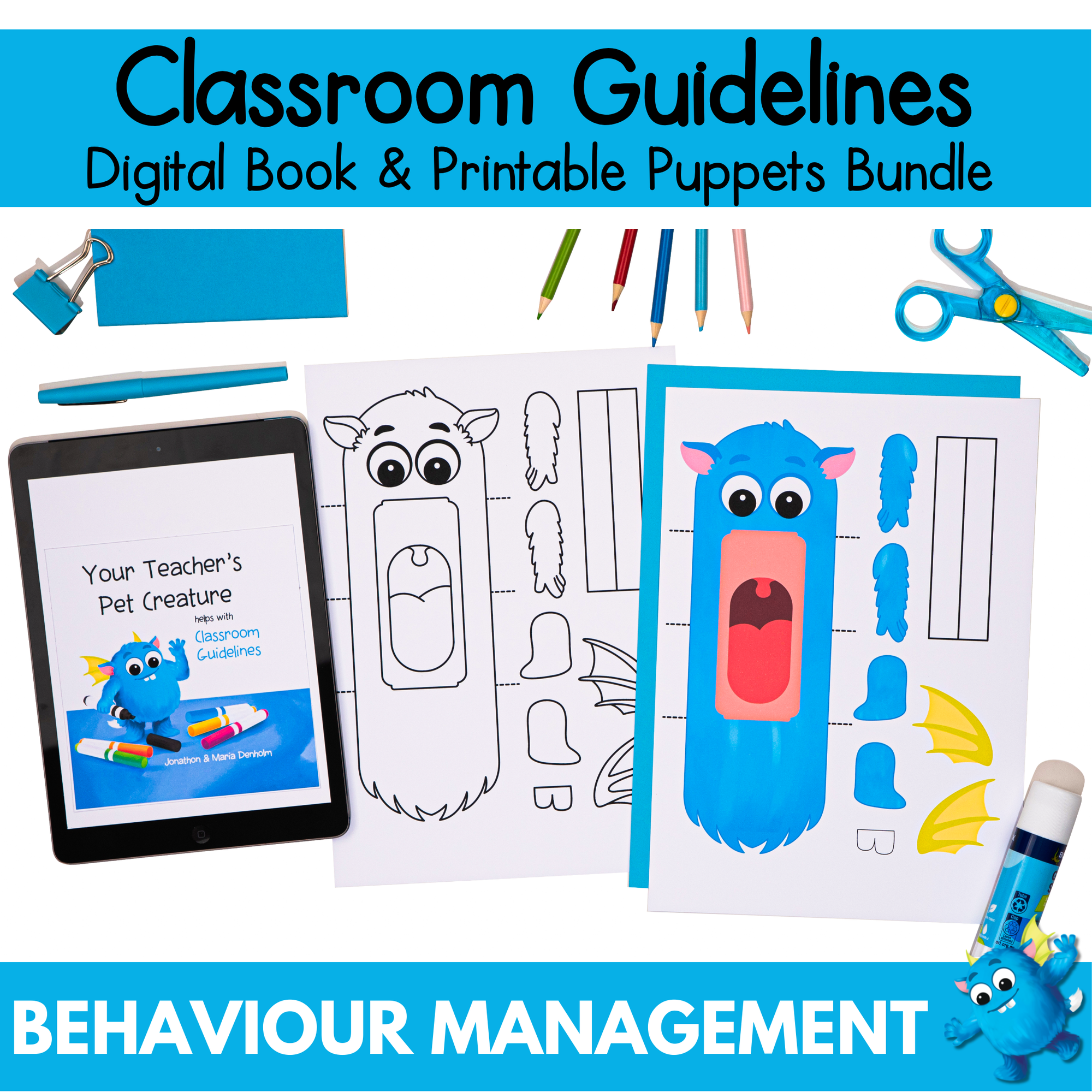 Classroom Guidelines Digital Book & Printable Puppets Bundle