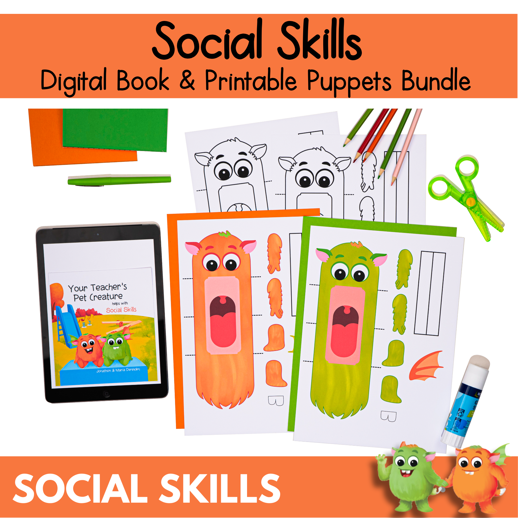 Social Skills Digital Book & Printable Puppets Bundle