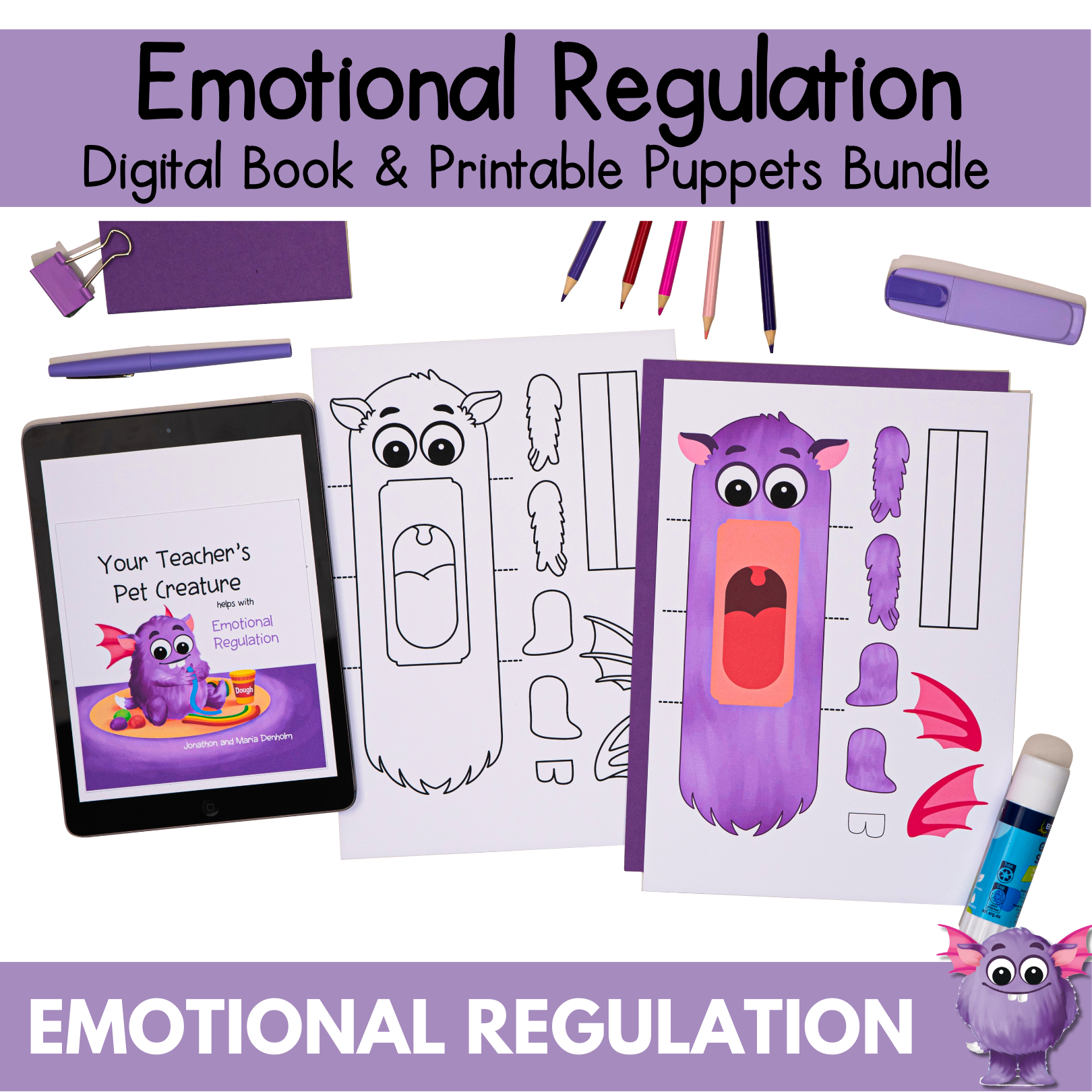 Emotional Regulation Digital Book & Printable Puppets Bundle