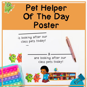 Pet Helper Poster - Orange and Green - Your Teacher's Pet Creature